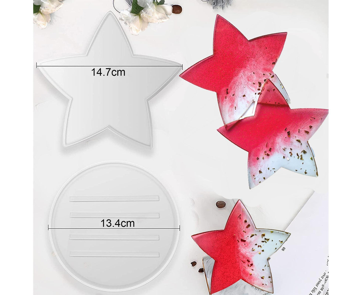 1 Set Star Shape Coaster Mold - Transparent