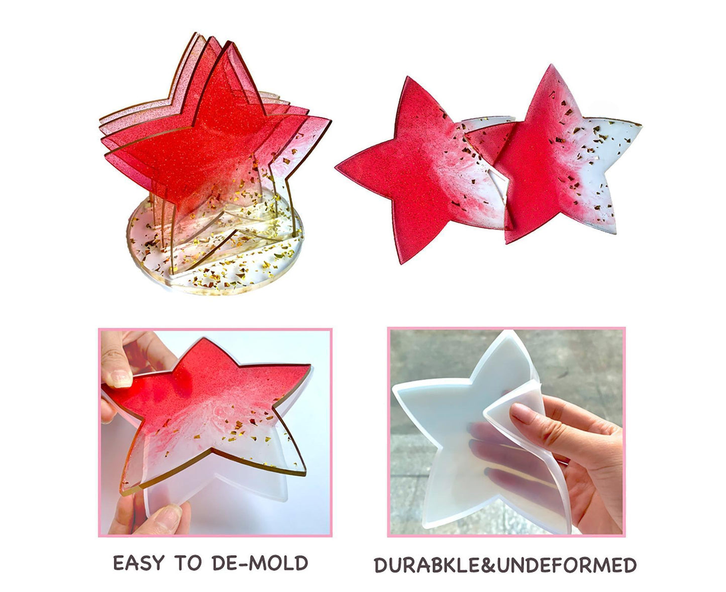 1 Set Star Shape Coaster Mold - Transparent