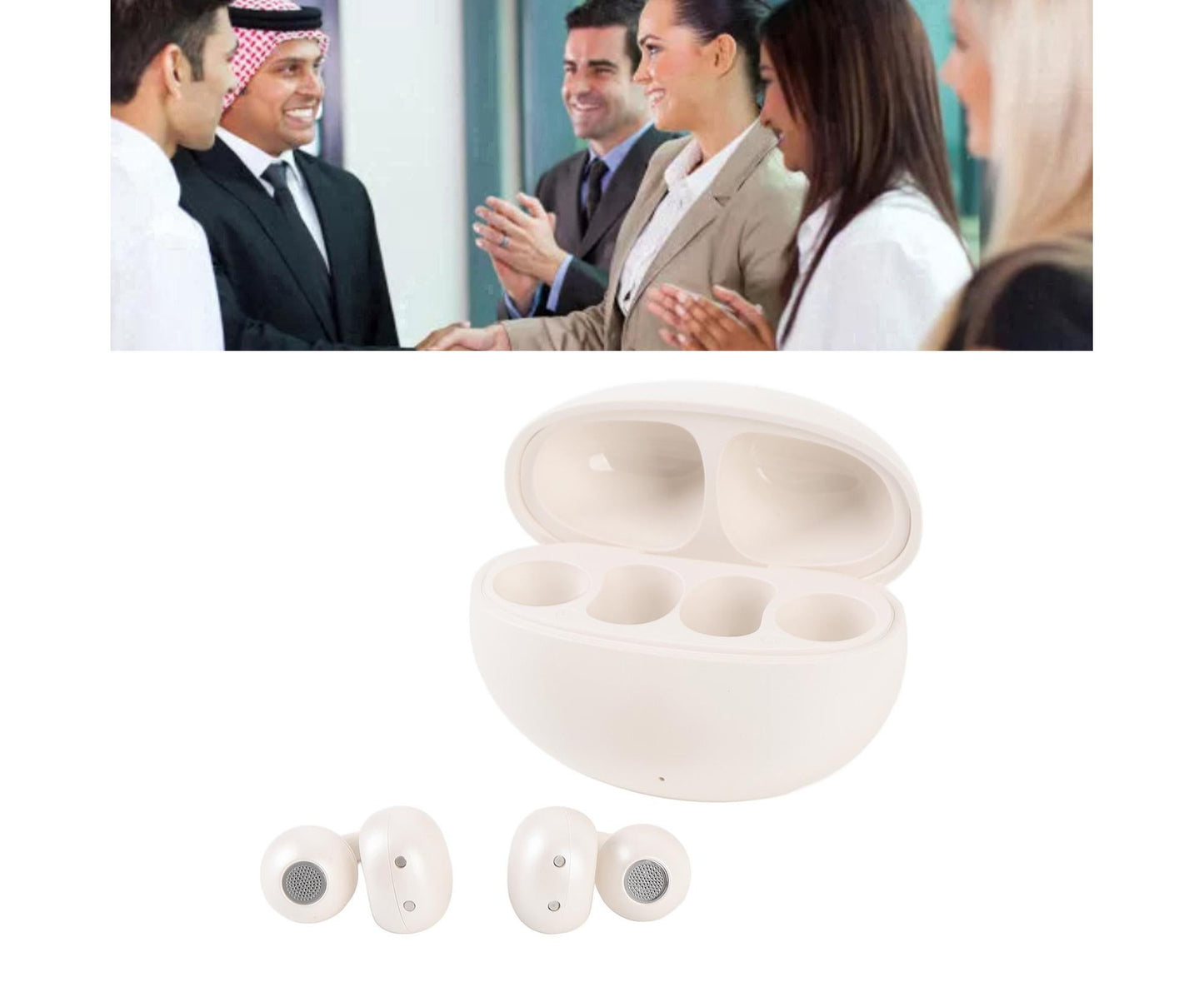 Language Translator Earbuds 144 Languages Bluetooth 5.49 Noise Cancellation Wireless Long Battery Life Translation Earphone in Real Time Milky White
