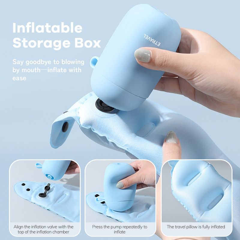 Portable Inflatable Travel Neck Pillow, Nap Pillow, Comfortable Neck Support for Long Trips, Easy to Pack for Business Trips and Travel, Foldable and Slim Travel Pillow - Gray