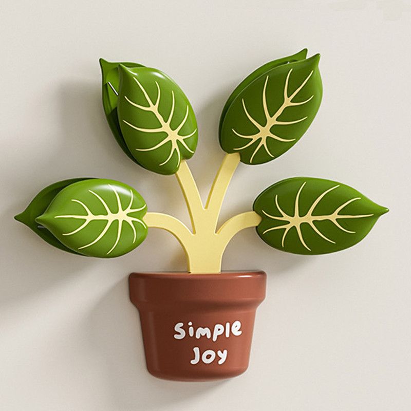 Household Food Bag Freshness Sealing Clips, Creative Plant Pot Magnetic Clips, Multifunctional Fridge Magnet Clips, Cute Leaf-Shaped Food Bag Clips，2-pack - Pink + Green