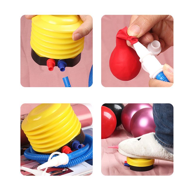 Portable foot-operated air pump, dual-port pump for both inflation and deflation, universal pump for balloons, swim rings, and inflatable toys, versatile air pump for parties and swimming gear, 95cm hose