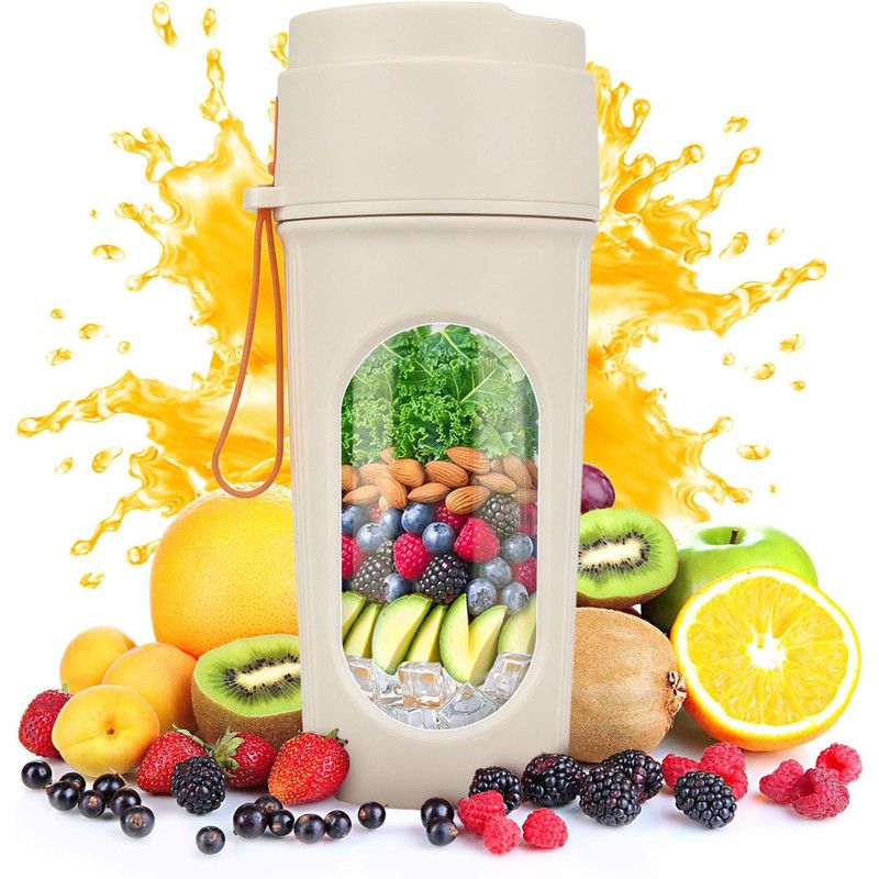 Portable Cordless Juicing Cup, Dual-Lid Design – 12-Blade Juicer, 1500mAh High Capacity, Compact Multi-Functional Portable Juicing Cup for Home Use – Orange