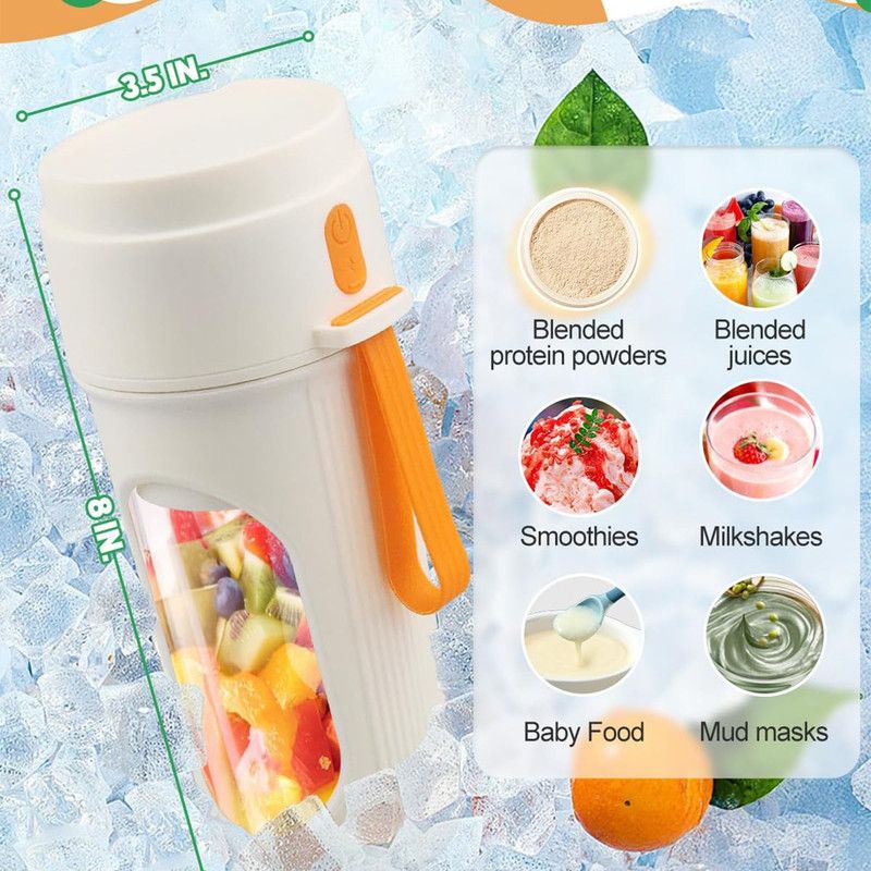 Portable Cordless Juicing Cup, Dual-Lid Design – 12-Blade Juicer, 1500mAh High Capacity, Compact Multi-Functional Portable Juicing Cup for Home Use – Green