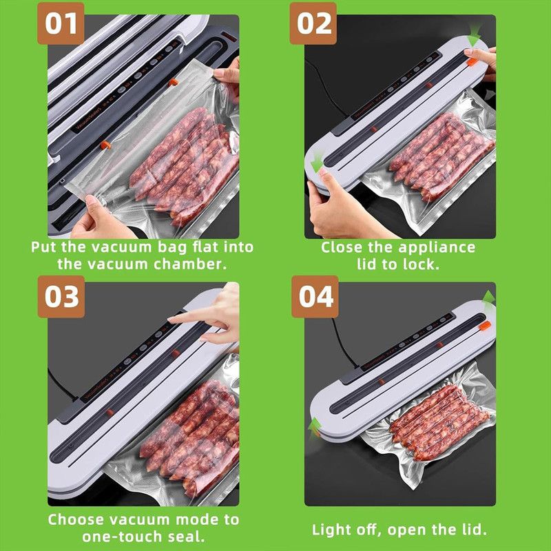 Home Vacuum Sealer, All-Purpose Automatic Food Preservation Machine for Dry and Wet Items, 30cm Extended Sealing Vacuum Packer, One-Touch Vacuuming to Prevent Odor Transfer and Leaks, Supports External Vacuuming, Spot Vacuuming, Dry, and Wet Modes - Black