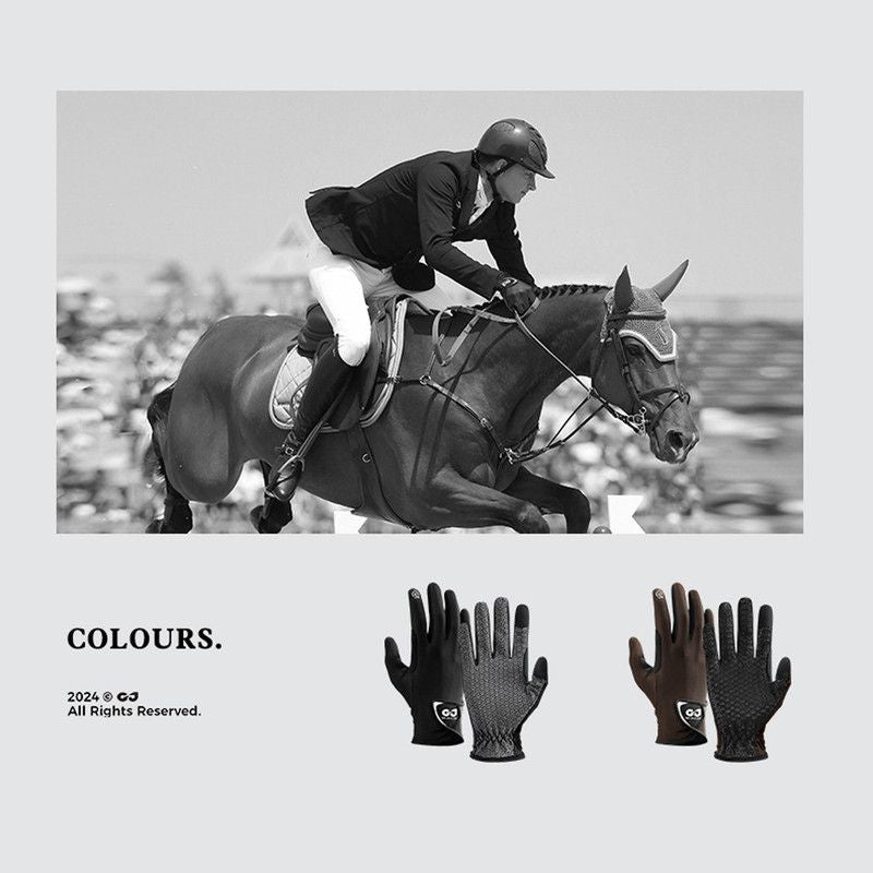 Equestrian Riding Gloves, Full-Palm Silicone Anti-Slip & Durable Touchscreen Model, Ice-Silk Cooling, Breathable, and UV-Protective, Suitable for Outdoor Sports, Driving, and Training—White-L
