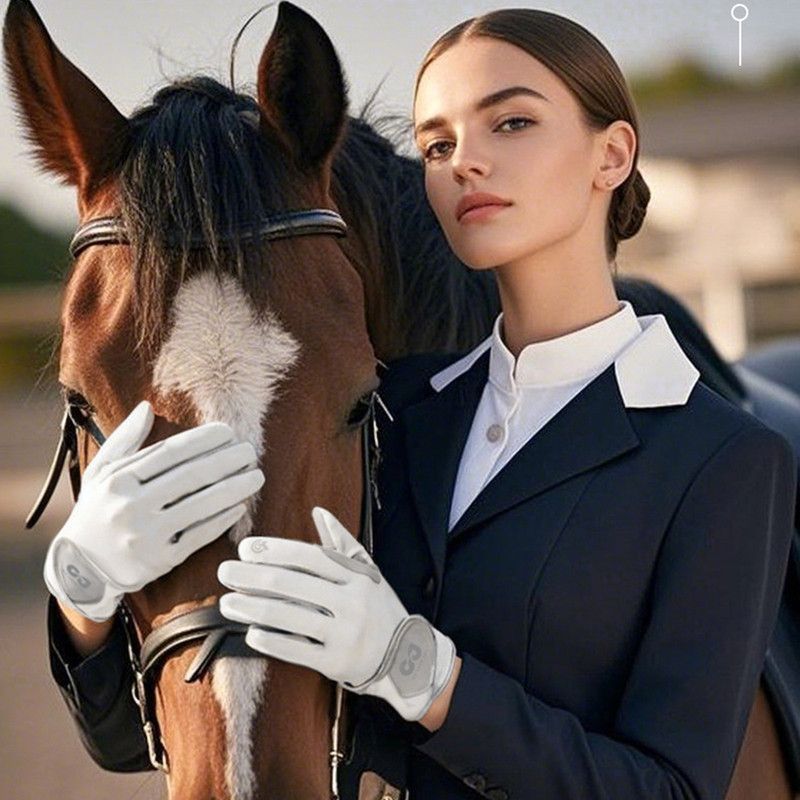 Equestrian Riding Gloves, Full-Palm Silicone Anti-Slip & Durable Touchscreen Model, Ice-Silk Cooling, Breathable, and UV-Protective, Suitable for Outdoor Sports, Driving, and Training—Black-M