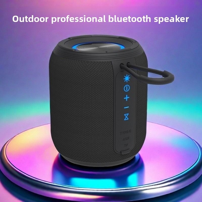 Outdoor Waterproof Portable Bluetooth Speaker, IPX5 Waterproof Subwoofer, 24-Hour Battery Life, RGB Lighting Wireless Speaker, Ideal for Camping and Home Use - White