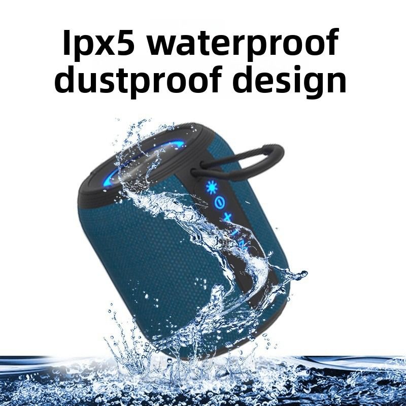 Outdoor Waterproof Portable Bluetooth Speaker, IPX5 Waterproof Subwoofer, 24-Hour Battery Life, RGB Lighting Wireless Speaker, Ideal for Camping and Home Use - White