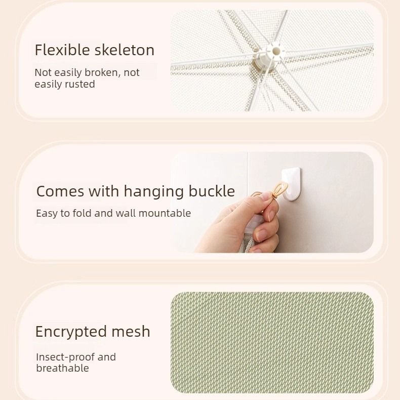 Foldable Mosquito-Proof Food Cover, Household Fly Screen, Fine-Mesh Breathable Dining Table Cover - Round