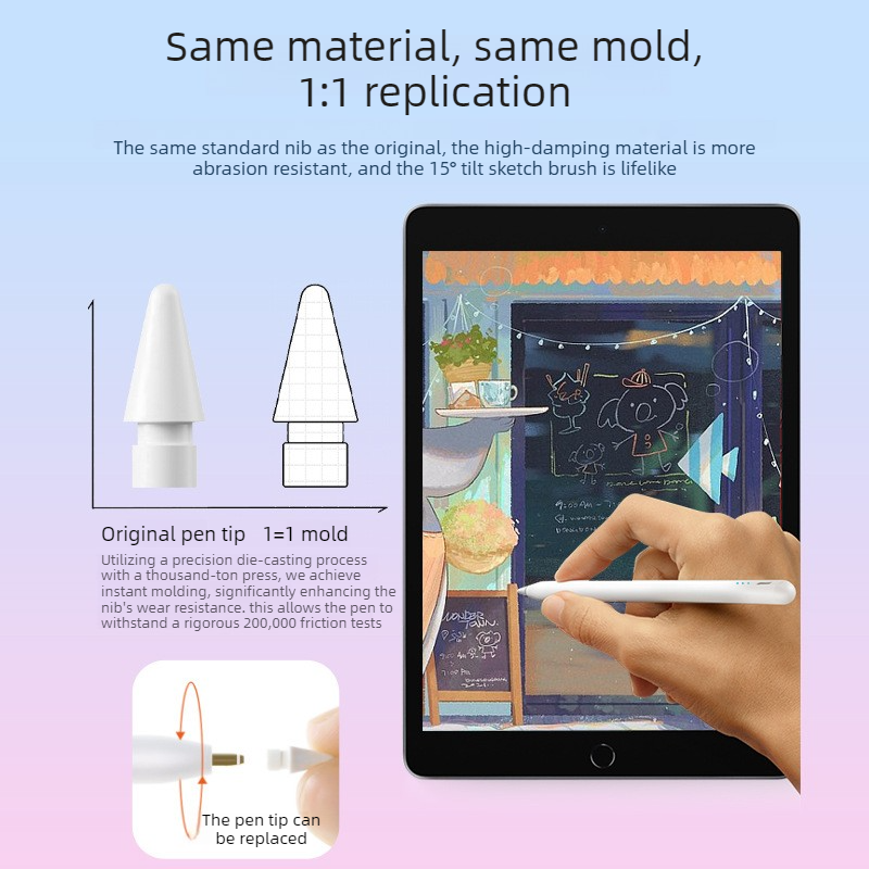 Magnetic iPad Capacitive Stylus, Compatible with Apple Tablets, Replaceable Tip Drawing Stylus - White