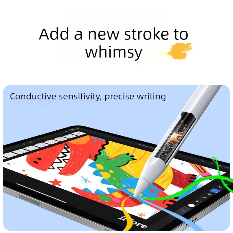 Magnetic iPad Capacitive Stylus, Compatible with Apple Tablets,  Replaceable Tip Drawing and Handwriting Stylus—3 Tips—White