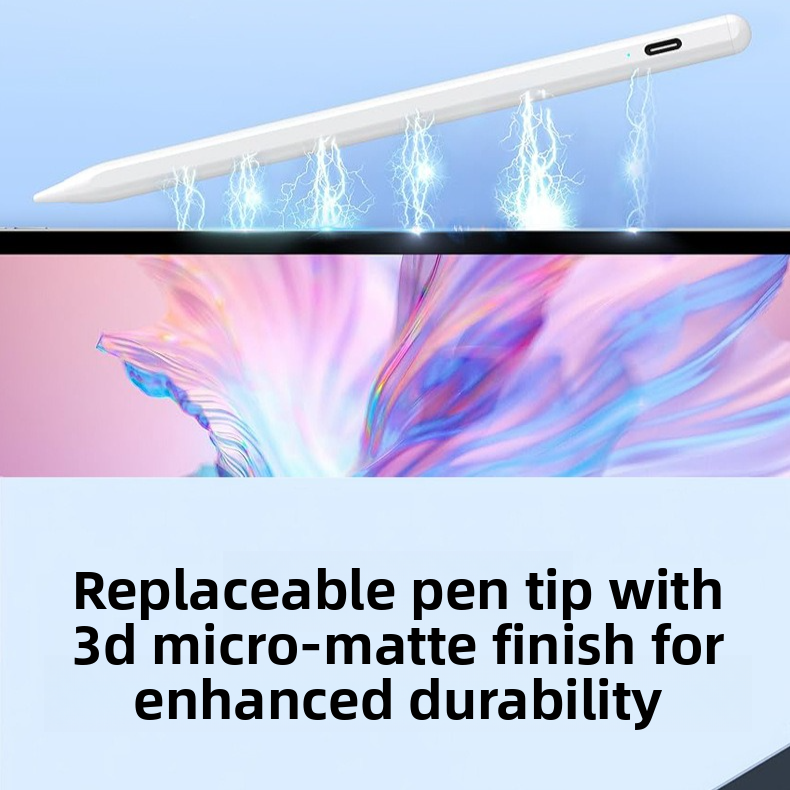 Magnetic iPad Capacitive Stylus, Compatible with Apple Tablets,  Replaceable Tip Drawing and Handwriting Stylus—3 Tips—White