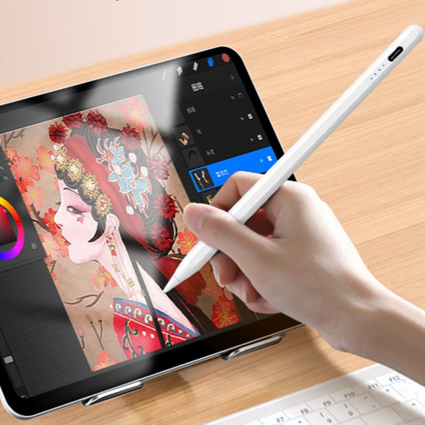 Magnetic iPad Capacitive Stylus, Compatible with Apple Tablets,  Replaceable Tip Drawing and Handwriting Stylus—3 Tips—White