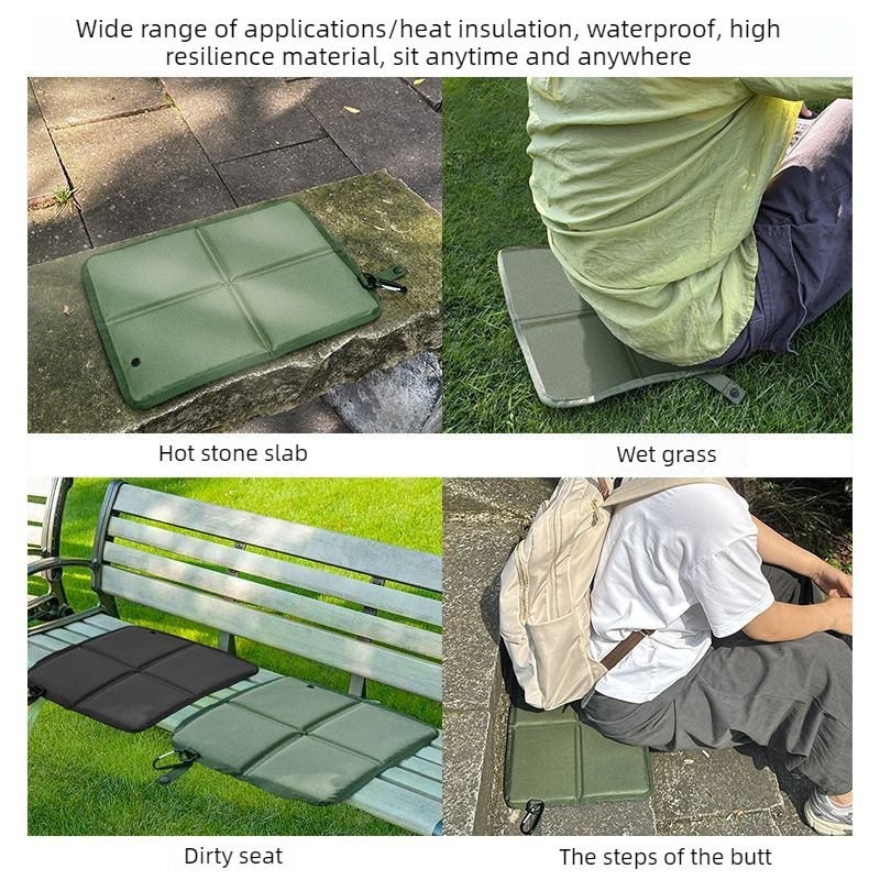 Portable Folding Outdoor Seat Cushion, Portable Insulated Seat Cushion for Camping, Picnics, and Hiking - Green