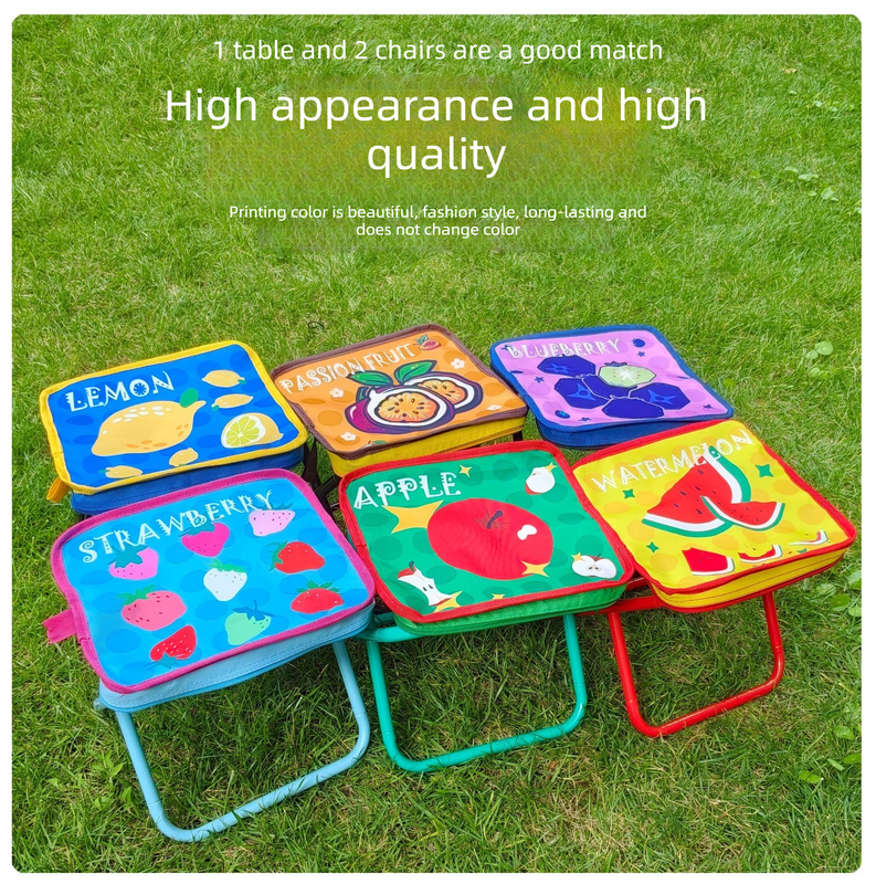 Portable folding camping chair,  versatile folding chair for outdoor fishing, waiting in line, and picnics - Colorful Strawberry Pattern