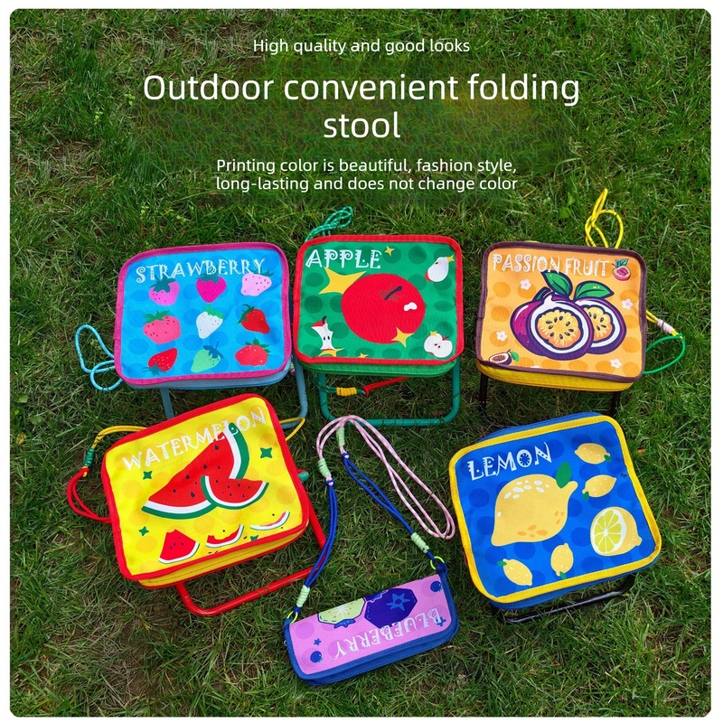 Ultra-lightweight and portable folding camping chair,  versatile folding chair for outdoor fishing, waiting in line, and picnics—Yellow Watermelon Pattern