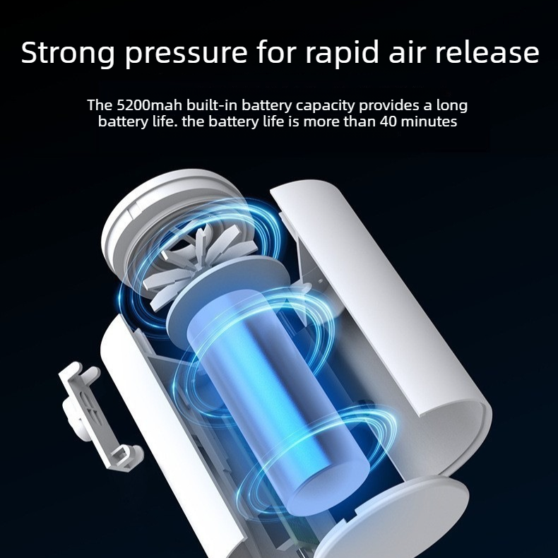 Outdoor Camping Digital Electric Air Pump, 5200mAh Built-in Battery, for Air Mattresses and Swim Rings - Black