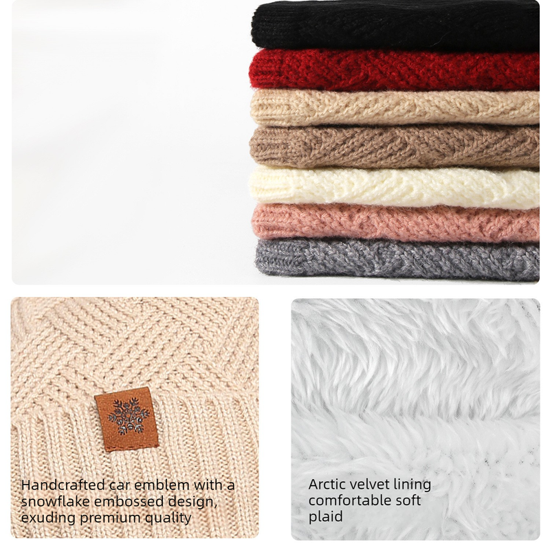 Women's Fashionable Winter 3-Piece Set: Knit Hat, Scarf, and Gloves.  A must-have for outdoor skiing and cycling - Red