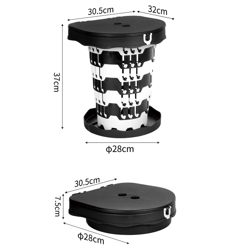 Outdoor Foldable Portable Toilet, Emergency Toilet Seat, Portable Camping Toilet Stool with Height Adjustment - Black