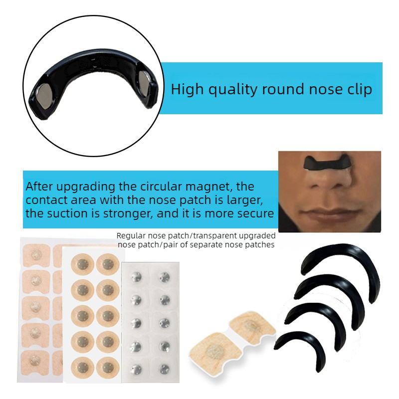 Square Magnetic Nose Clip Set: Anti-Snoring and Breathing-Enhancing Nose Patches—Breathing Aid for Sleep and Exercise—White