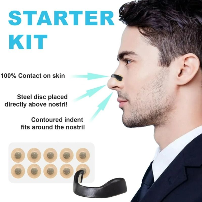 Square Magnetic Nose Clip Set: Anti-Snoring and Breathing-Enhancing Nose Patches—Breathing Aid for Sleep and Exercise—White