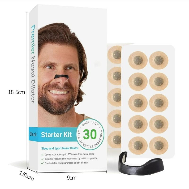Square Magnetic Nose Clip Set: Anti-Snoring and Breathing-Enhancing Nose Patches—Breathing Aid for Sleep and Exercise—White