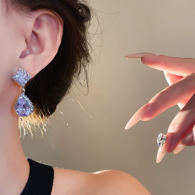 High-Brilliance Zircon Necklace and Earring Set, Evening, Wedding, and Party Jewelry for Women