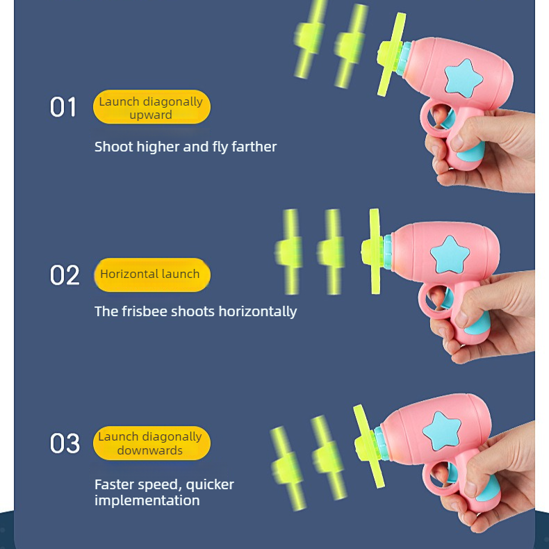 Bamboo Dragonfly Toy Gun Set with Glowing Frisbee Spinner – Outdoor Parent-Child Interactive Toy – Pink