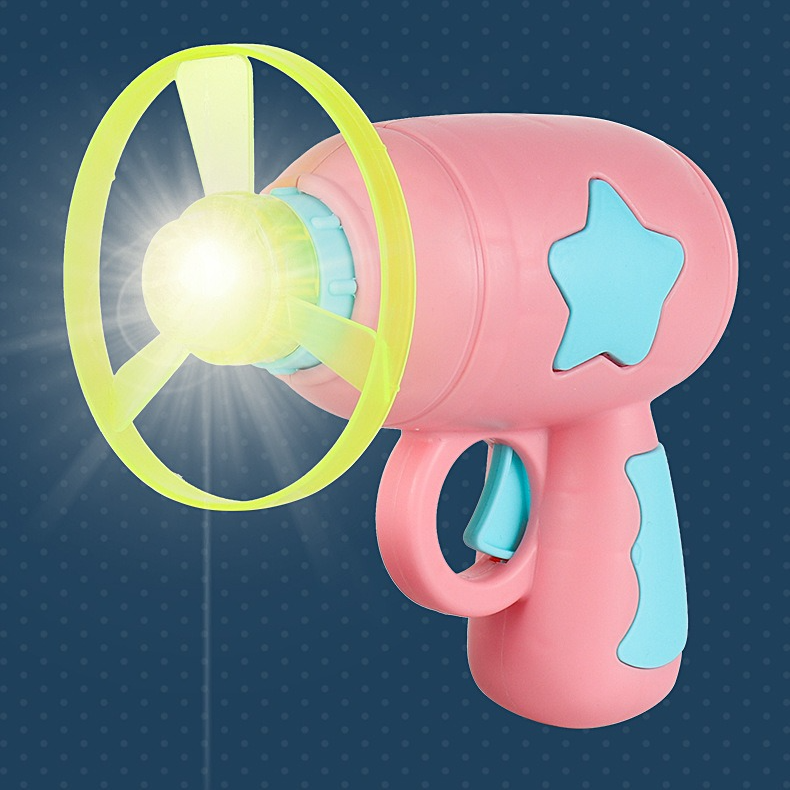 Bamboo Dragonfly Toy Gun Set with Glowing Frisbee Spinner – Outdoor Parent-Child Interactive Toy – Sky Blue