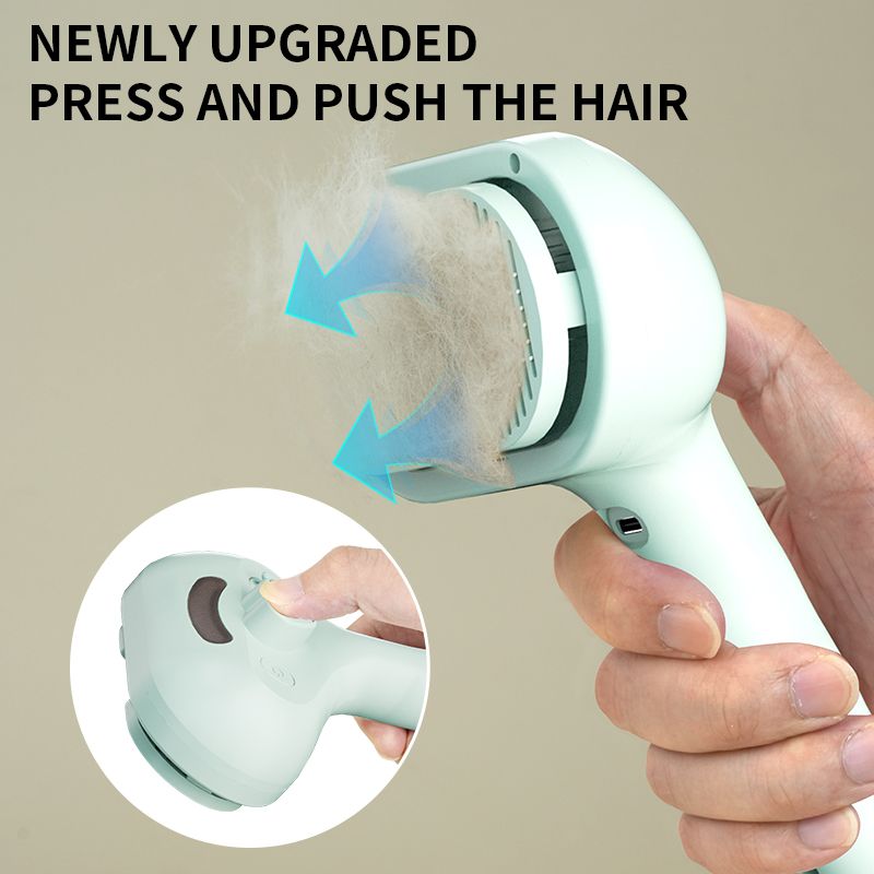 Rechargeable Pet Massage Comb with Spray, Anti-Shedding, Detangling, and Cleaning Comb - White
