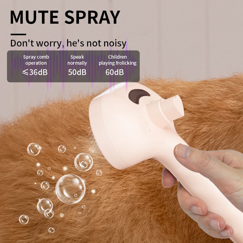 Rechargeable Pet Massage Comb with Spray, Anti-Shedding, Detangling, and Cleaning Comb - White