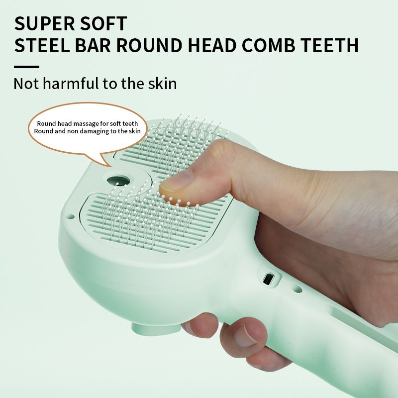 Rechargeable Pet Massage Comb with Spray, Anti-Shedding, Detangling, and Cleaning Comb - Pink