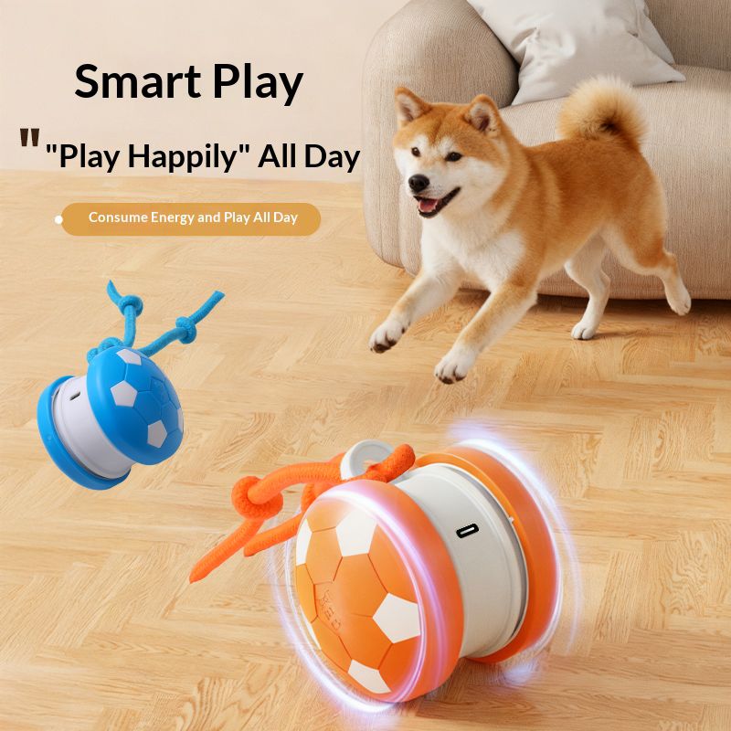 Smart Self-Rolling Pet Toy, Durable Chew Ball for Cats and Dogs to Keep Themselves Entertained - Orange