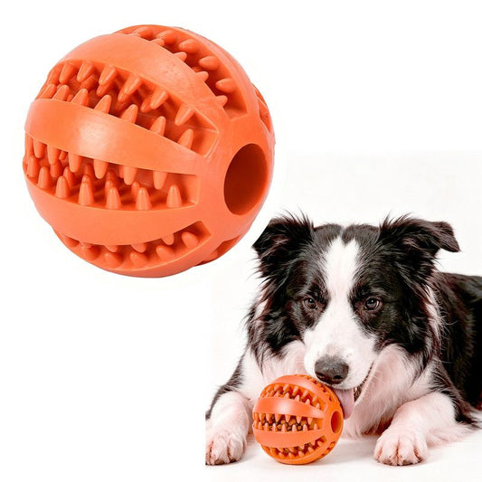 2 Large Pet Treat Dispenser Balls, 7CM - Durable Teething and Dental Care Toys - Orange-Red