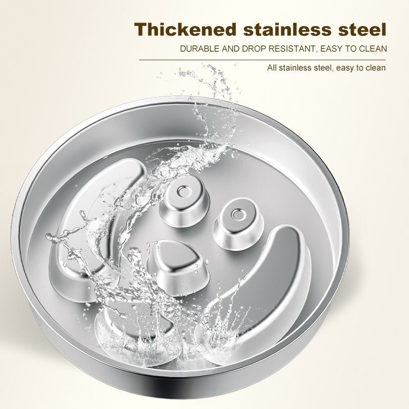 2-Piece Stainless Steel Slow Feeder Set for Pets, Reversible, for Cats and Dogs – Puppy Design