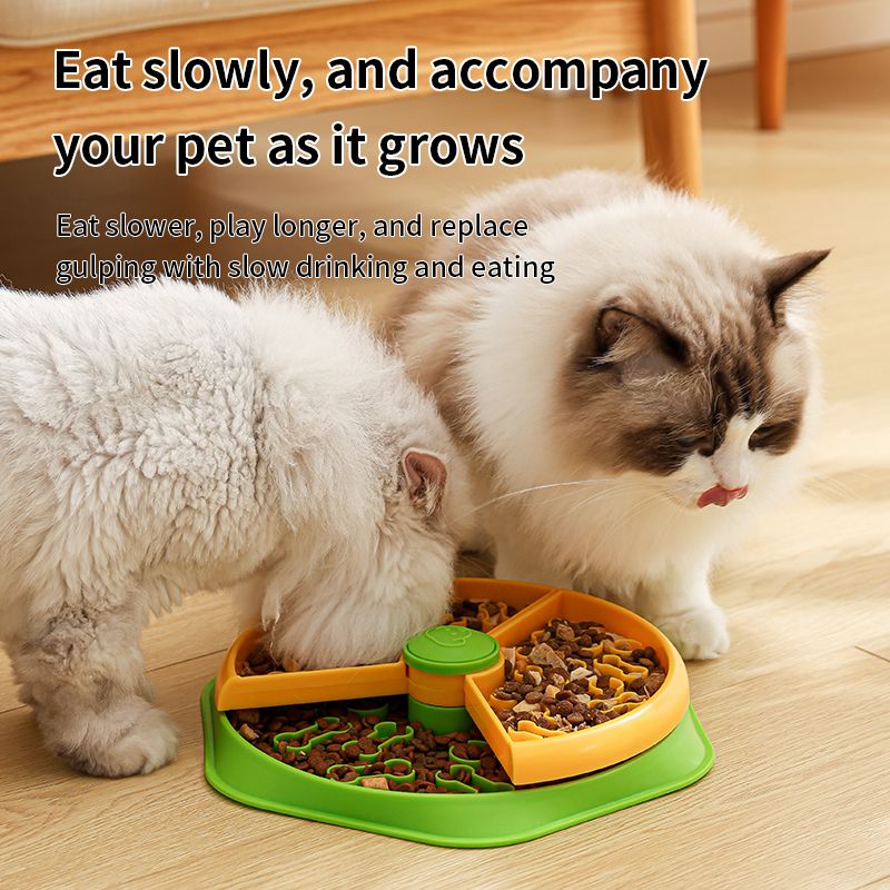 Large 360° Rotating Double-Layer Slow Feeder Bowl, 27 cm, Puzzle Feeder for Cats and Dogs
