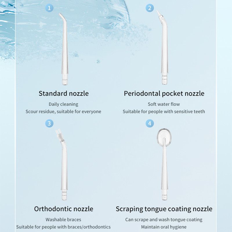 Portable Electric Water Flosser, 3-Speed High-Pressure, Orthodontic Home Oral Care Water Flosser - White