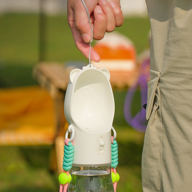 All-in-One Water and Food Pet Travel Cup, Portable Water Dispenser for Dogs and Cats – Yellow