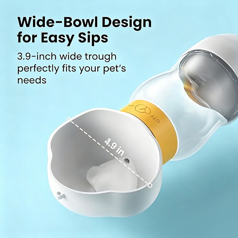 All-in-One Water and Food Pet Travel Cup 350ml Water + 200ml Food Storage Pet Outdoor Water Bottle - White