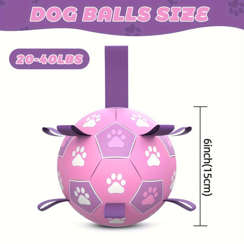 Durable Dog Soccer Ball Toy, 15cm Inflatable Soccer Ball, Teething and Entertainment Training Ball, Includes Pump - White