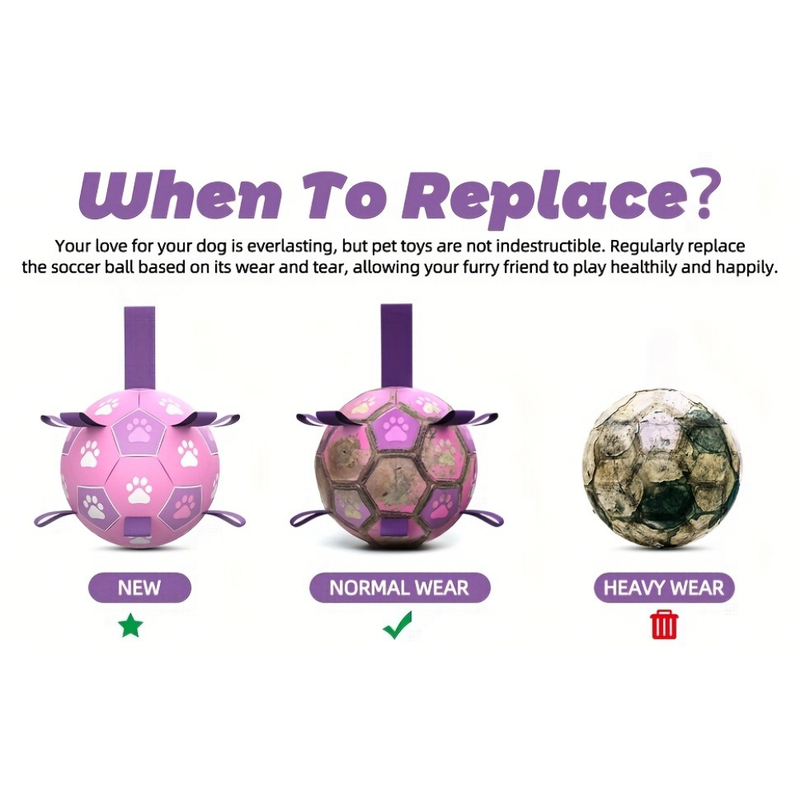 Durable Dog Soccer Ball Toy, 15cm Inflatable Soccer Ball, Teething and Entertainment Training Ball, Includes Pump - Pink