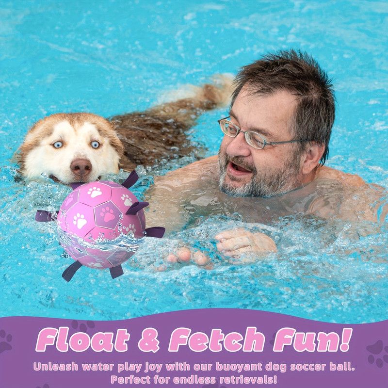 Durable Dog Soccer Ball Toy, 15cm Inflatable Soccer Ball, Teething and Entertainment Training Ball, Includes Pump - Pink