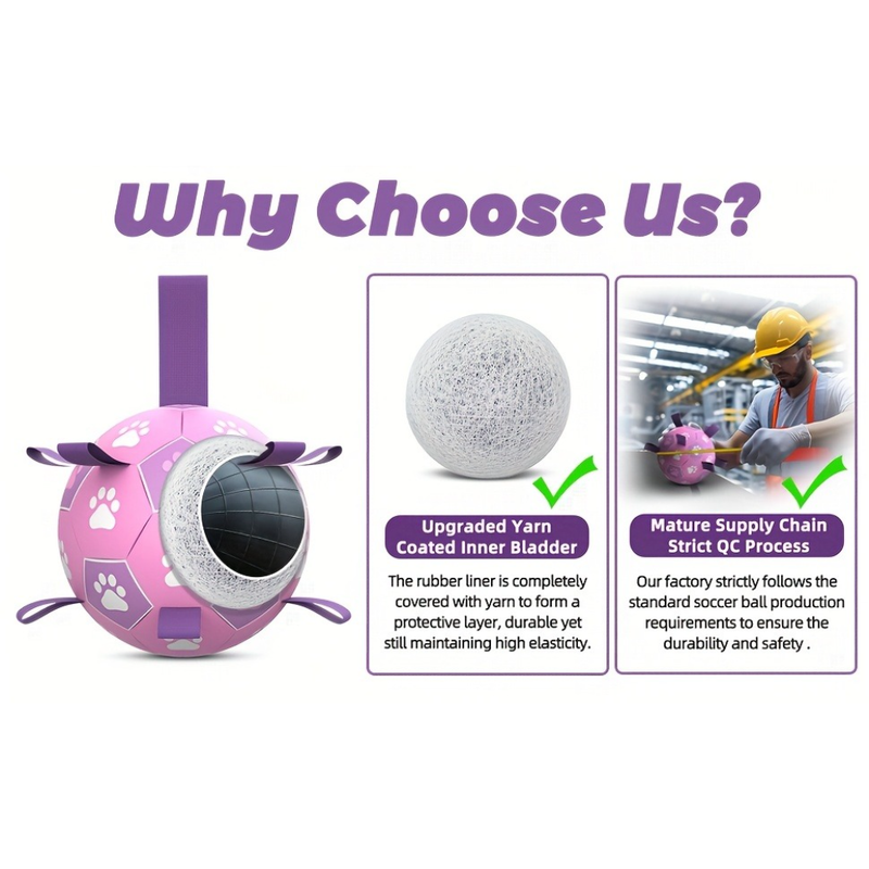 Durable Dog Soccer Ball Toy, 15cm Inflatable Soccer Ball, Teething and Entertainment Training Ball, Includes Pump - Pink