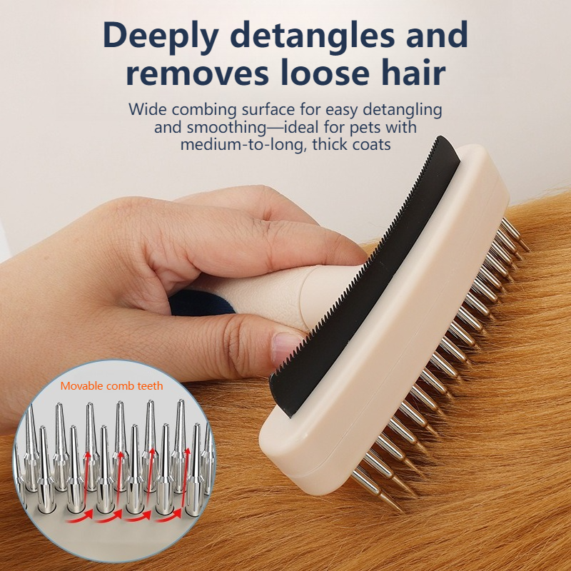 2-Piece Multi-Functional 2-in-1 Pet Comb Set: Detangling and Shedding Comb for Long-Haired Dogs and Cats