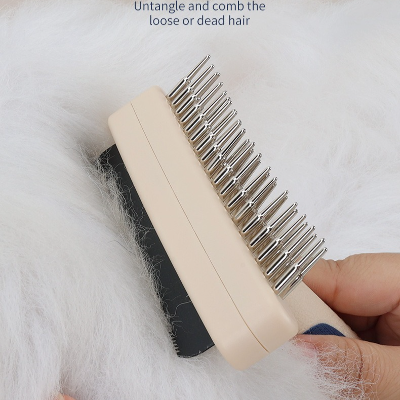 2-Piece Multi-Functional 2-in-1 Pet Comb Set: Detangling and Shedding Comb for Long-Haired Dogs and Cats