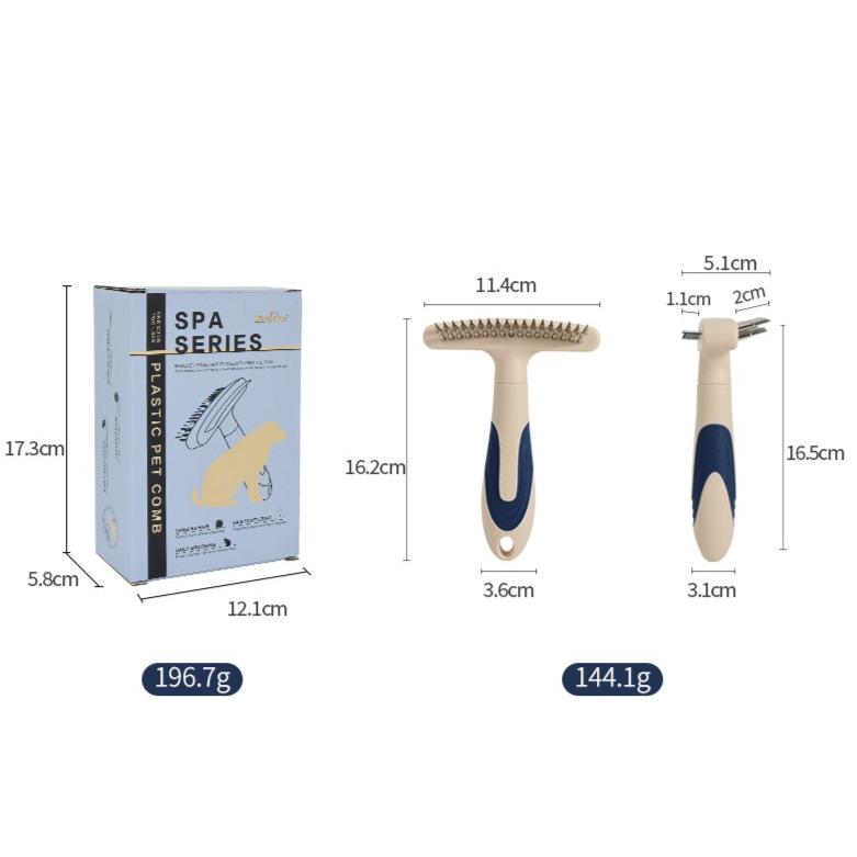 2-Piece Multi-Functional 2-in-1 Pet Comb Set: Detangling and Shedding Comb for Long-Haired Dogs and Cats