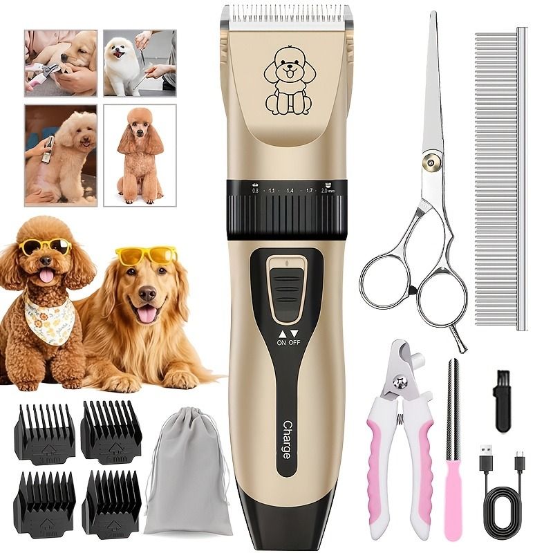 Quiet Pet Grooming Clipper Set for Home Use, Rechargeable Professional Grooming Clipper, Complete Grooming Tool Kit