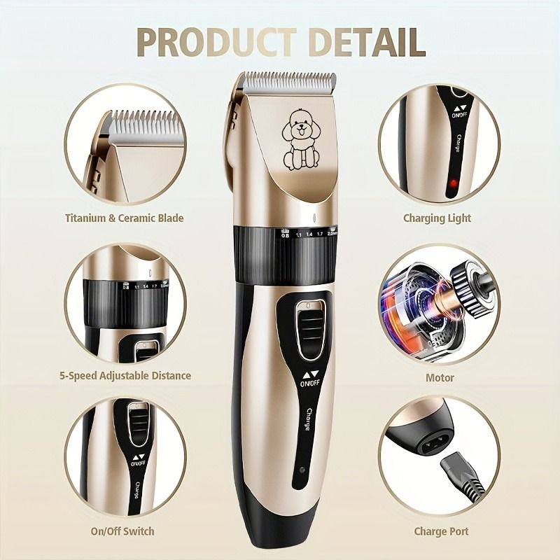 Quiet Pet Grooming Clipper Set for Home Use, Rechargeable Professional Grooming Clipper