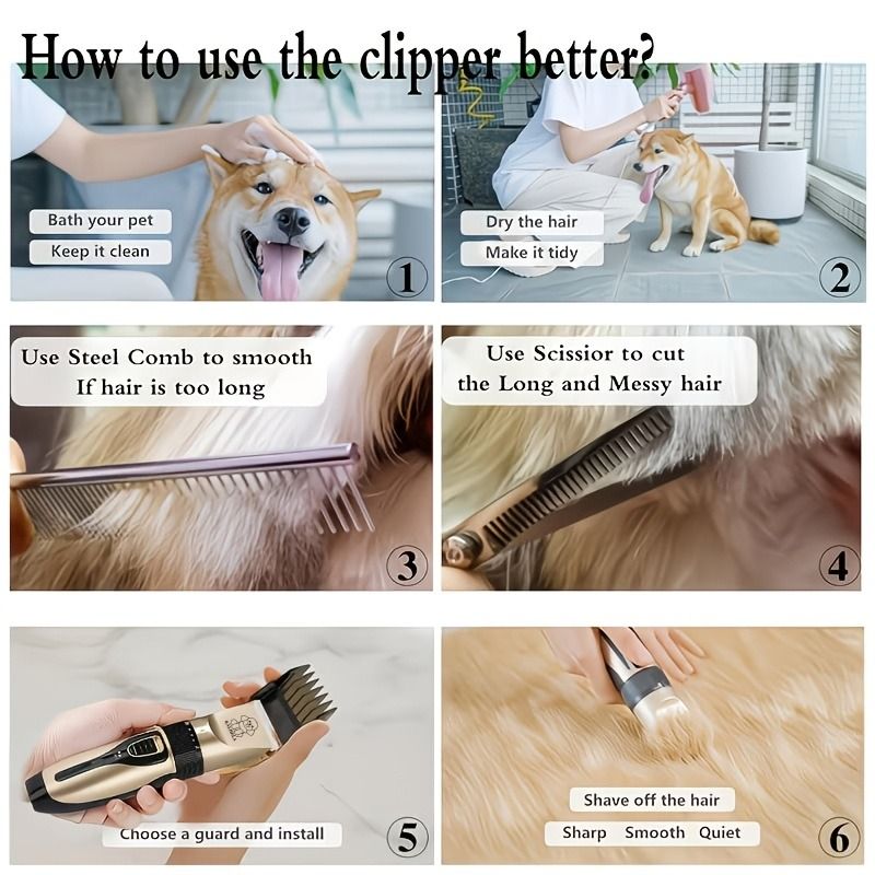 Quiet Pet Grooming Clipper Set for Home Use, Rechargeable Professional Grooming Clipper